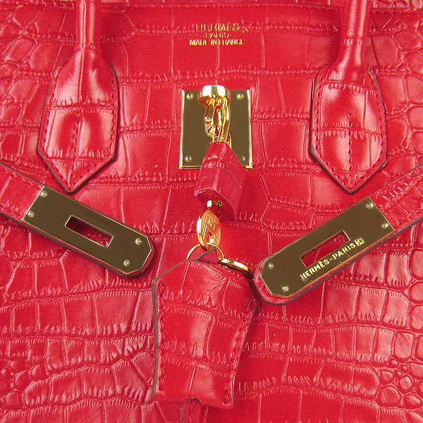 High Quality Fake Hermes Birkin 35CM Crocodile Veins Leather Bag Red 6089 - Click Image to Close